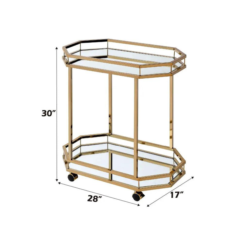 Lacole - Serving Cart - Mirrored & Champagne by Unique Piece Furniture
