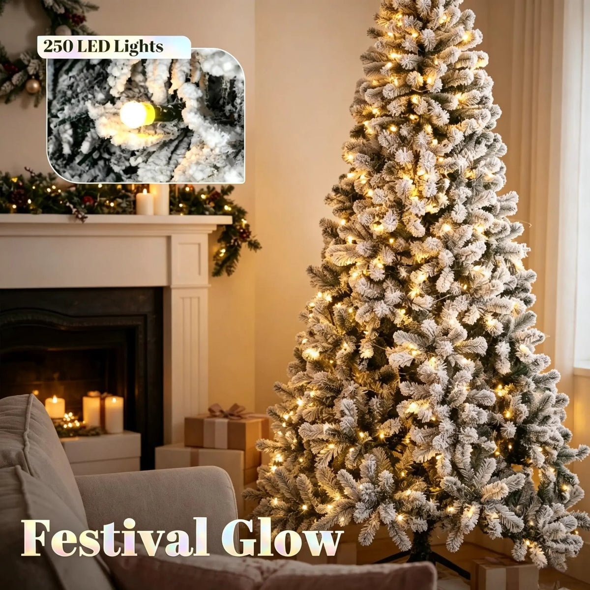 6 ft Pre-Lit Snow-Flocked Northern Pine Artificial Christmas Tree by HouseOfZazla