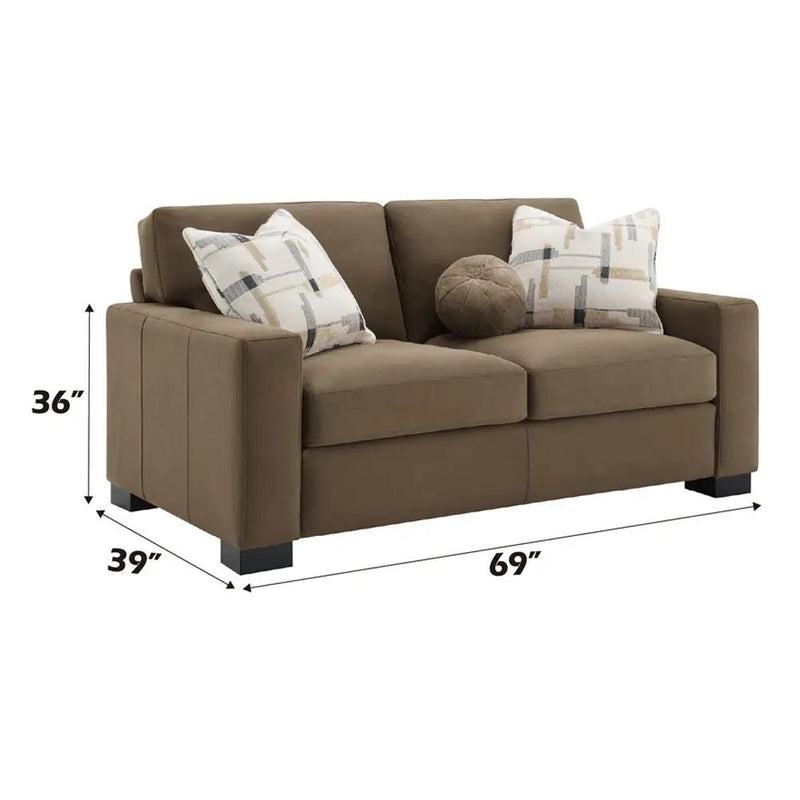 Darya - Loveseat With 3 Pillows - Brown Suede Fabric by Unique Piece Furniture