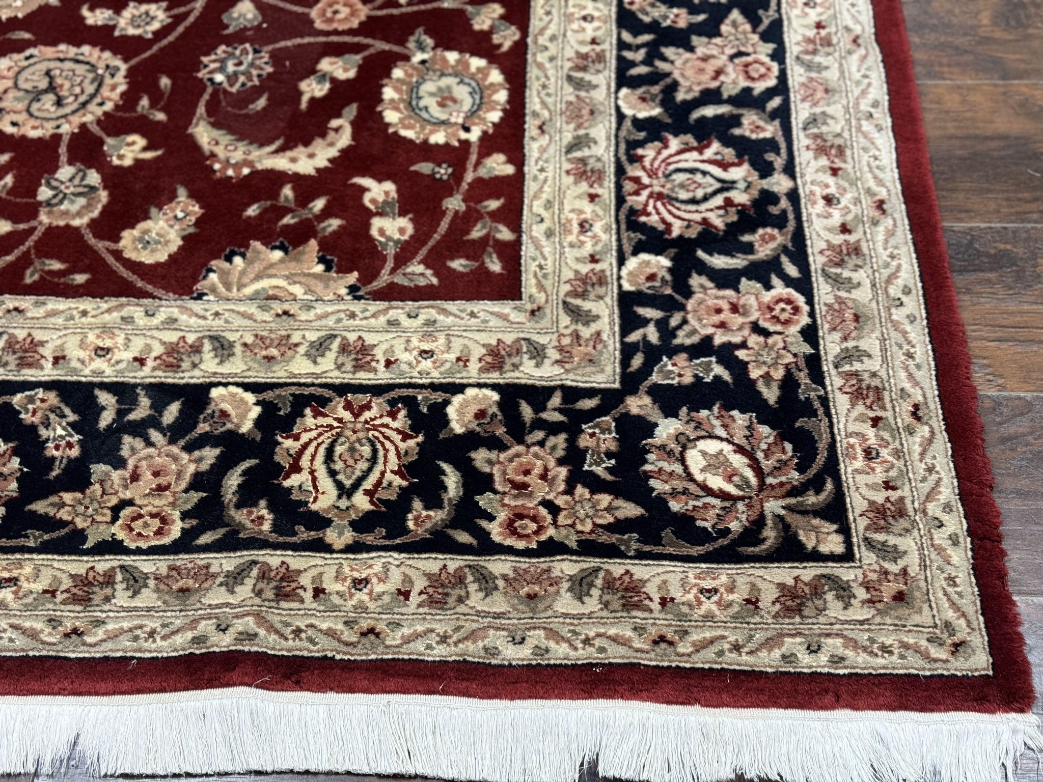 Maroon Persian Area Rug 8x10, Floral Allover, Pak Persian, Wool and Silk Highlights, Traditional Oriental Carpet by Jewel Rugs