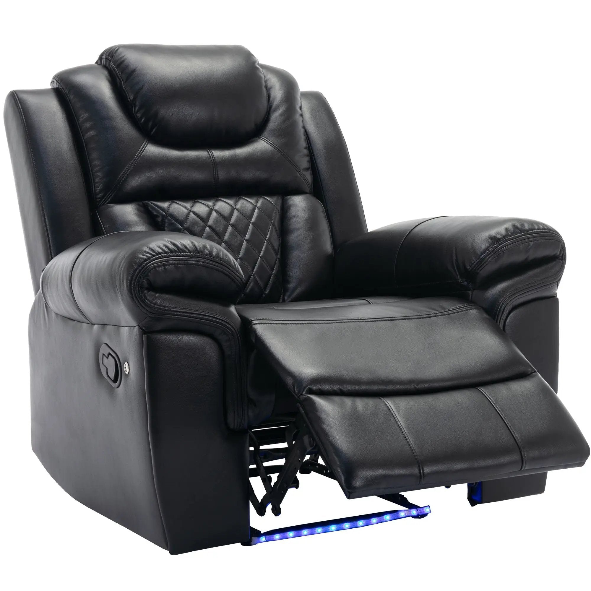 Home Theater Seating Manual Recliner Chair, Led Light Strip For Living Room - Black by HouseOfZazla