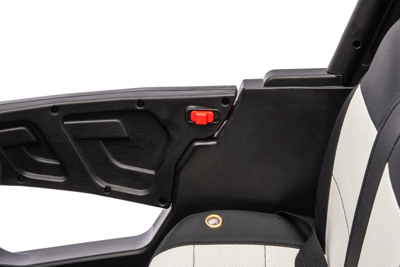 12V7A*2 30W*4 Four-Wheel Drive Seat One Button Start, Forward And Backward, High And Low Speed, Music, Front Light, Power Display, Two Doors Can Open, 2.4G R / C, Seat Belt Four Wheel Absorber by HouseOfZazla