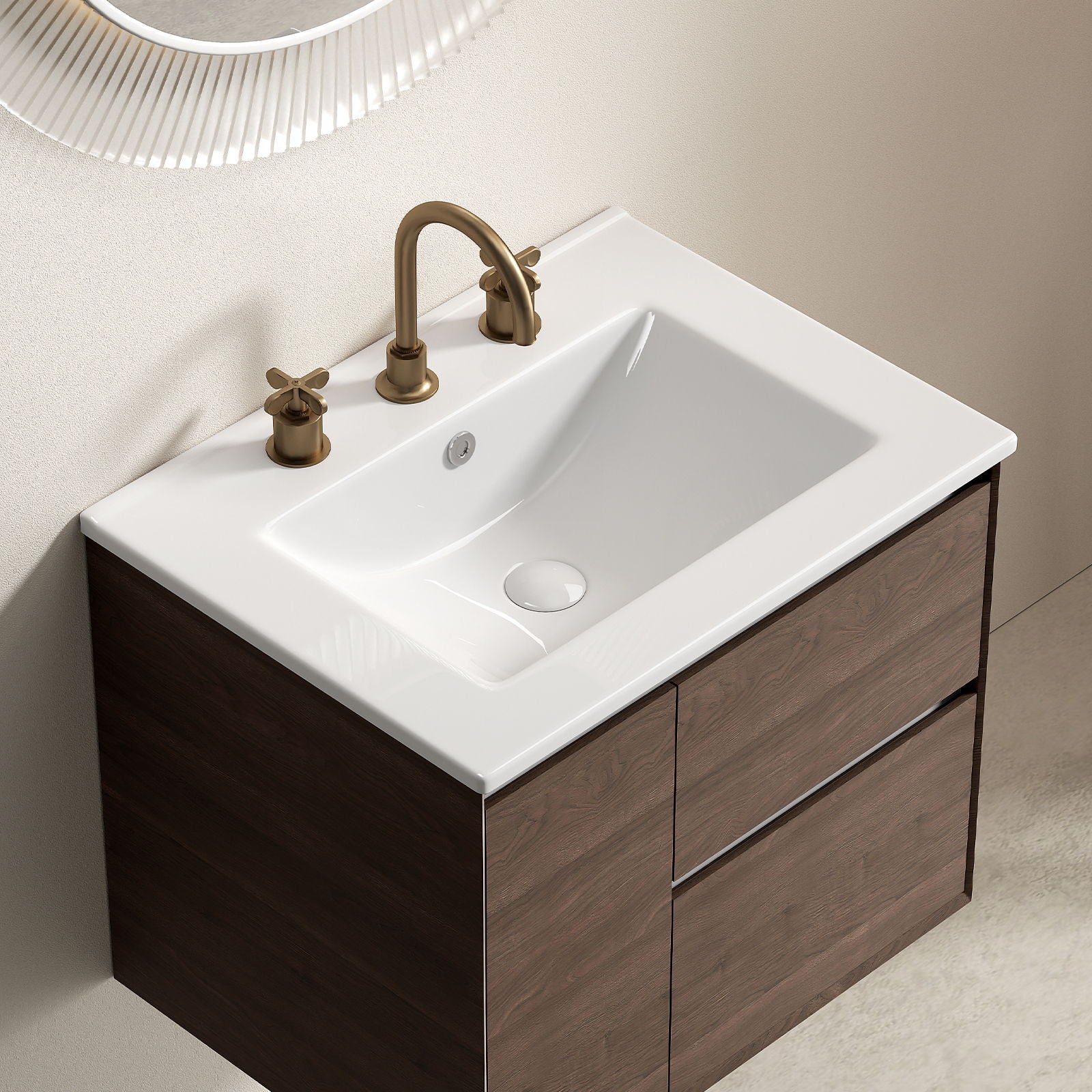 Vessel Sink With 3 Holes, Oval Design For Bathroom - Milk White by HouseOfZazla