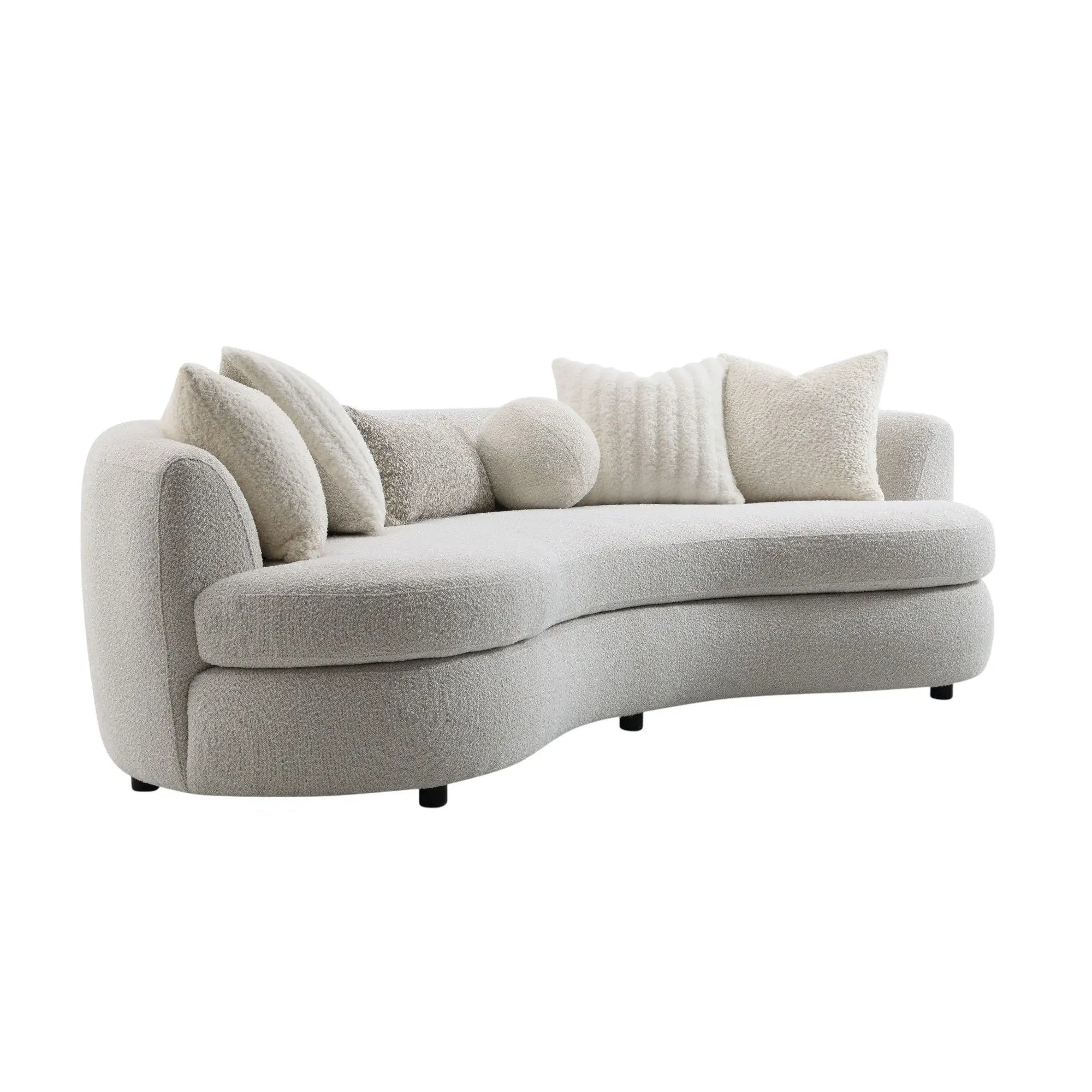 Iniko - Boucle Sofa With Toss Pillows - Beige by Unique Piece Furniture