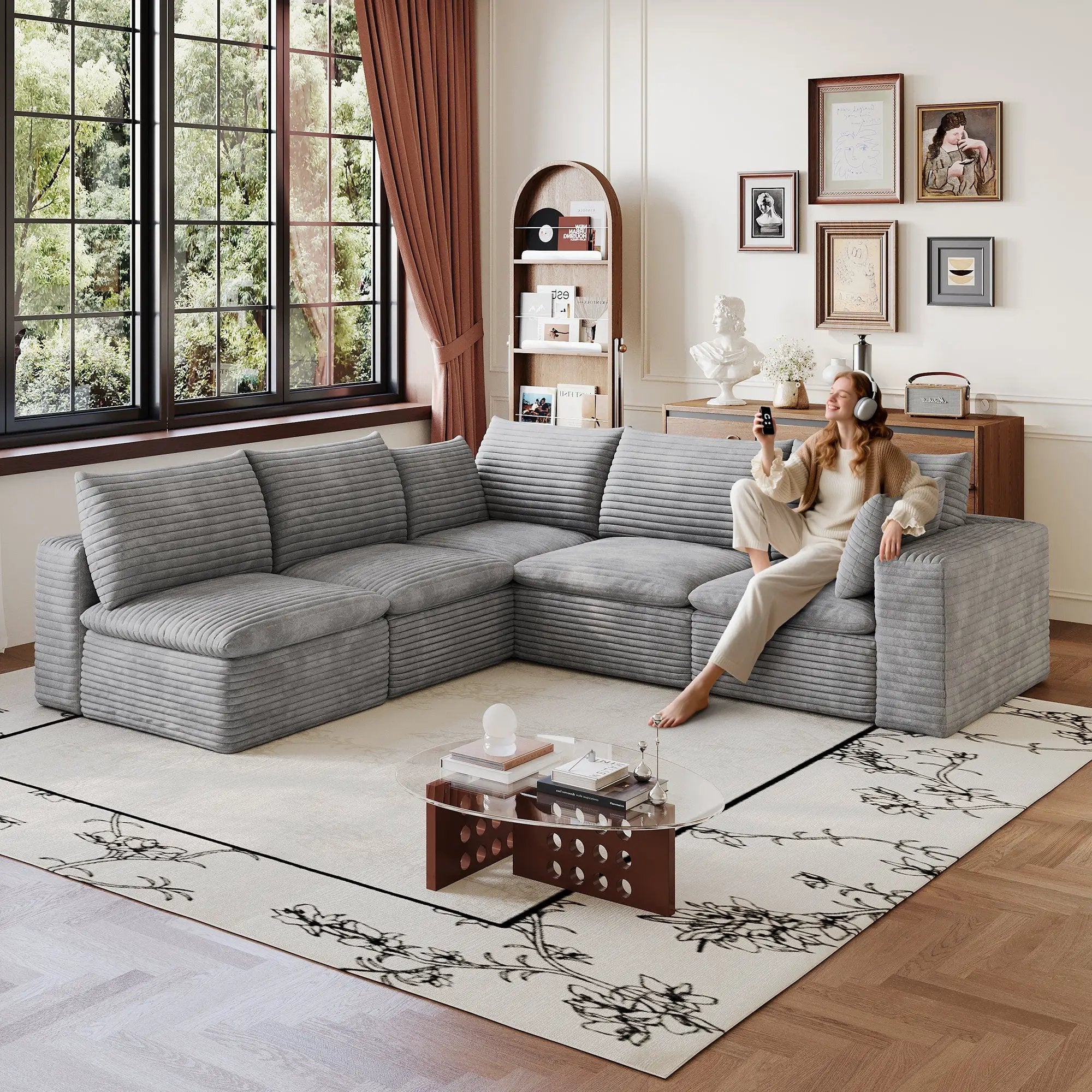 Cloud Sofa - 99*103" Corduroy Fabric by HouseOfZazla