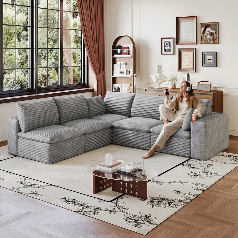 Cloud Sofa - 99*103" Corduroy Fabric by HouseOfZazla