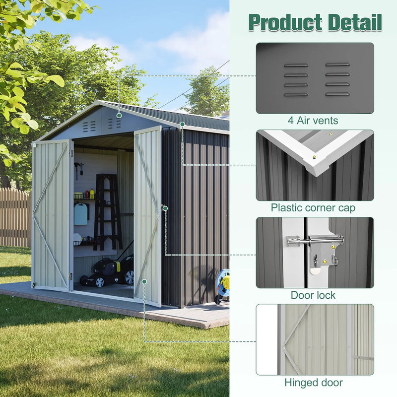 Lockable Secure Metal Shed 8x12 FT by HouseOfZazla