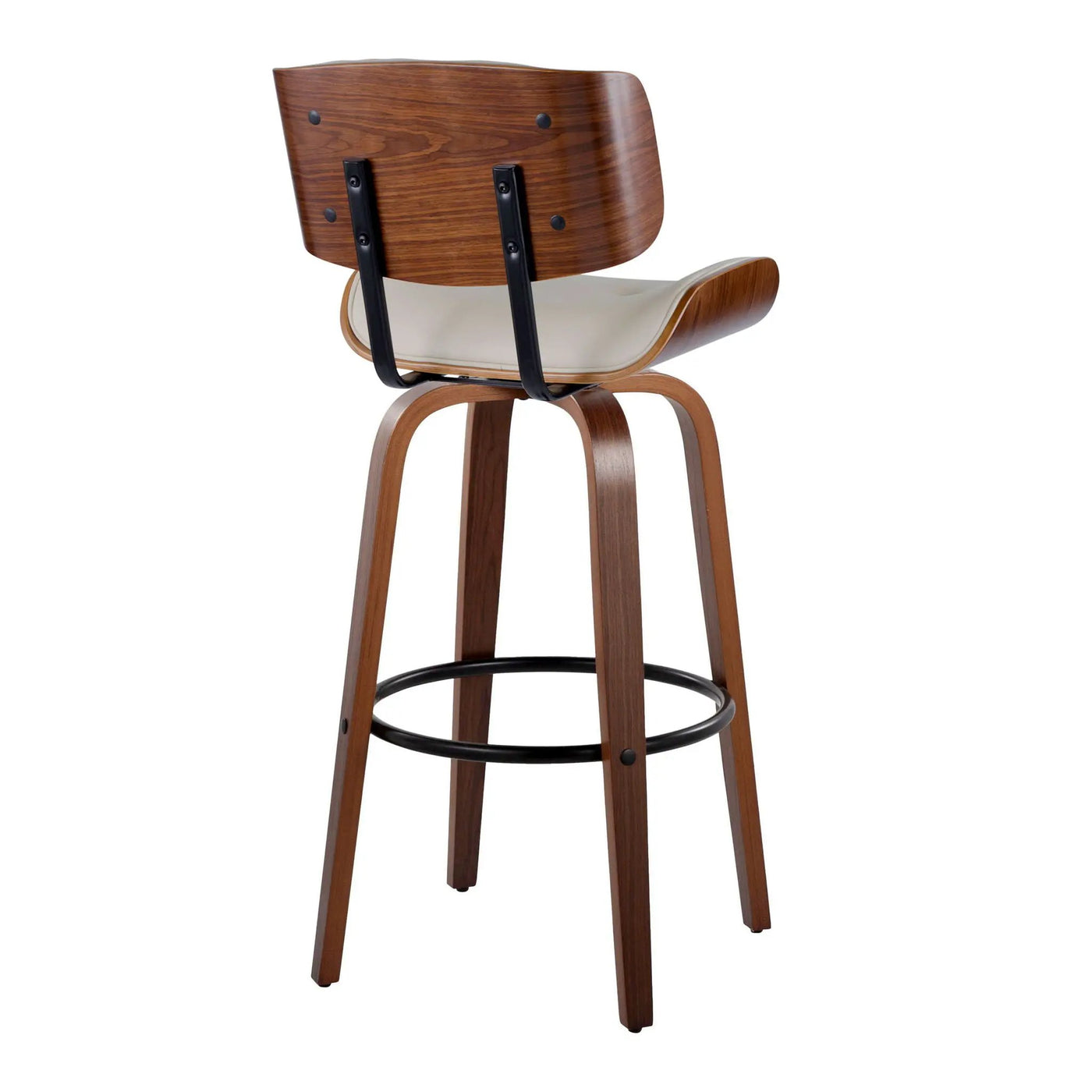 Lombardi - Mid-Century Modern Fixed Height Barstool With Swivel With Round Footrest (Set of 2) by HouseOfZazla