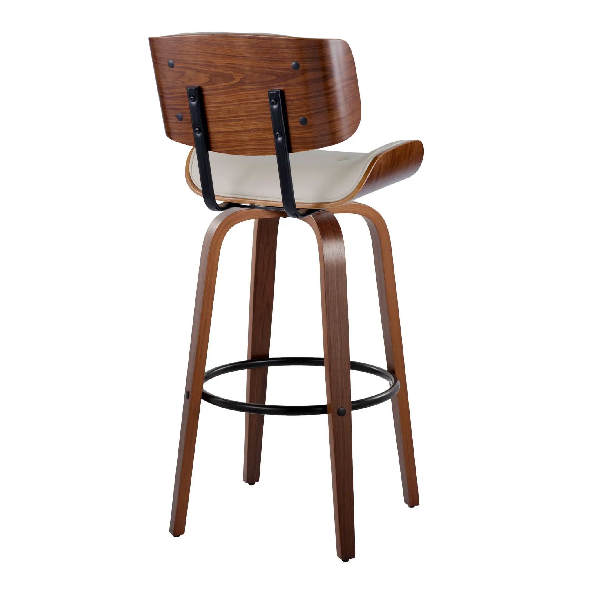 Lombardi - Mid-Century Modern Fixed Height Barstool With Swivel With Round Footrest (Set of 2) by Unique Piece Furniture
