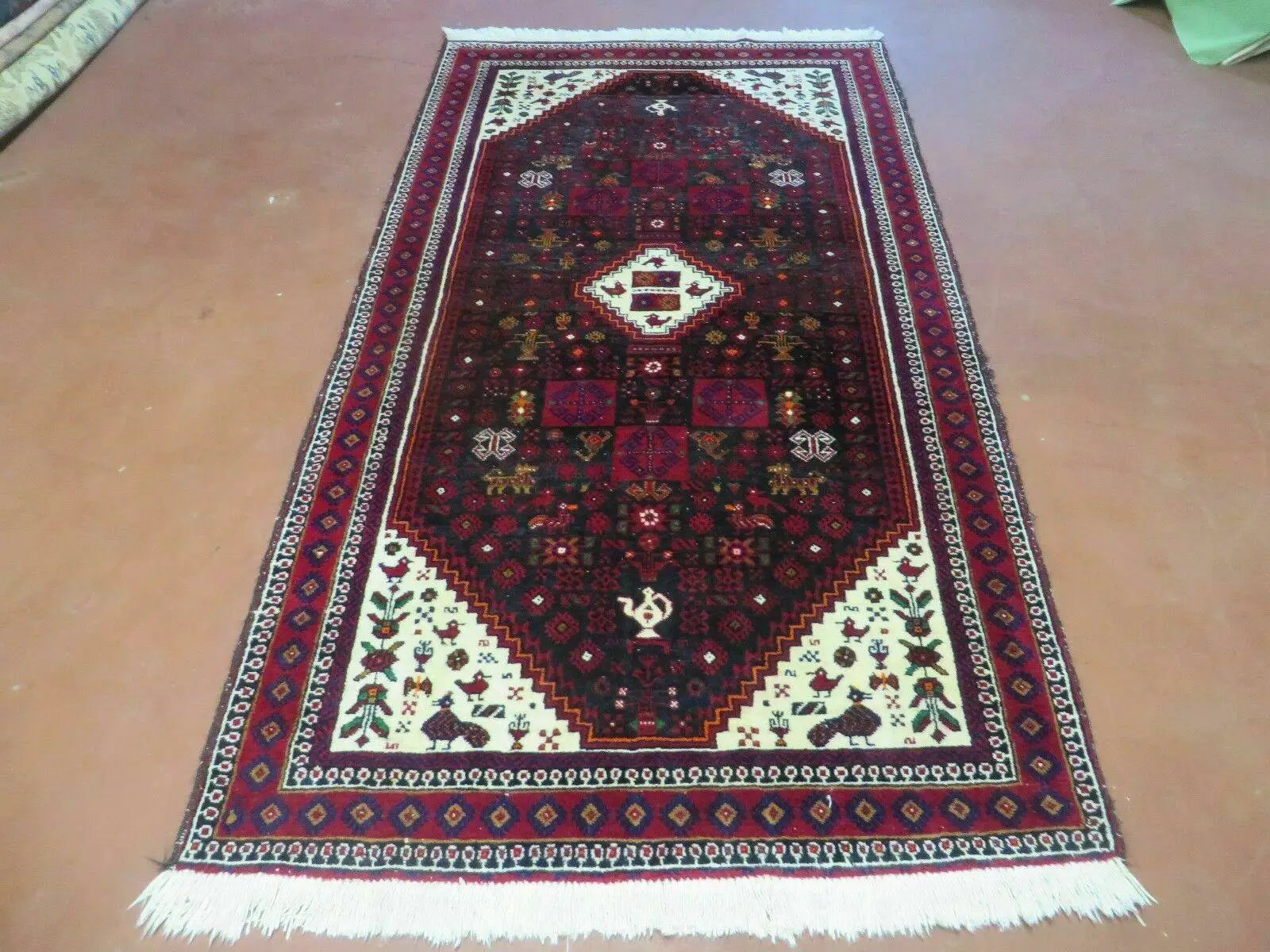 4' X 7' Vintage Handmade Indian Jaipur Rug Bird Carpet by Jewel Rugs