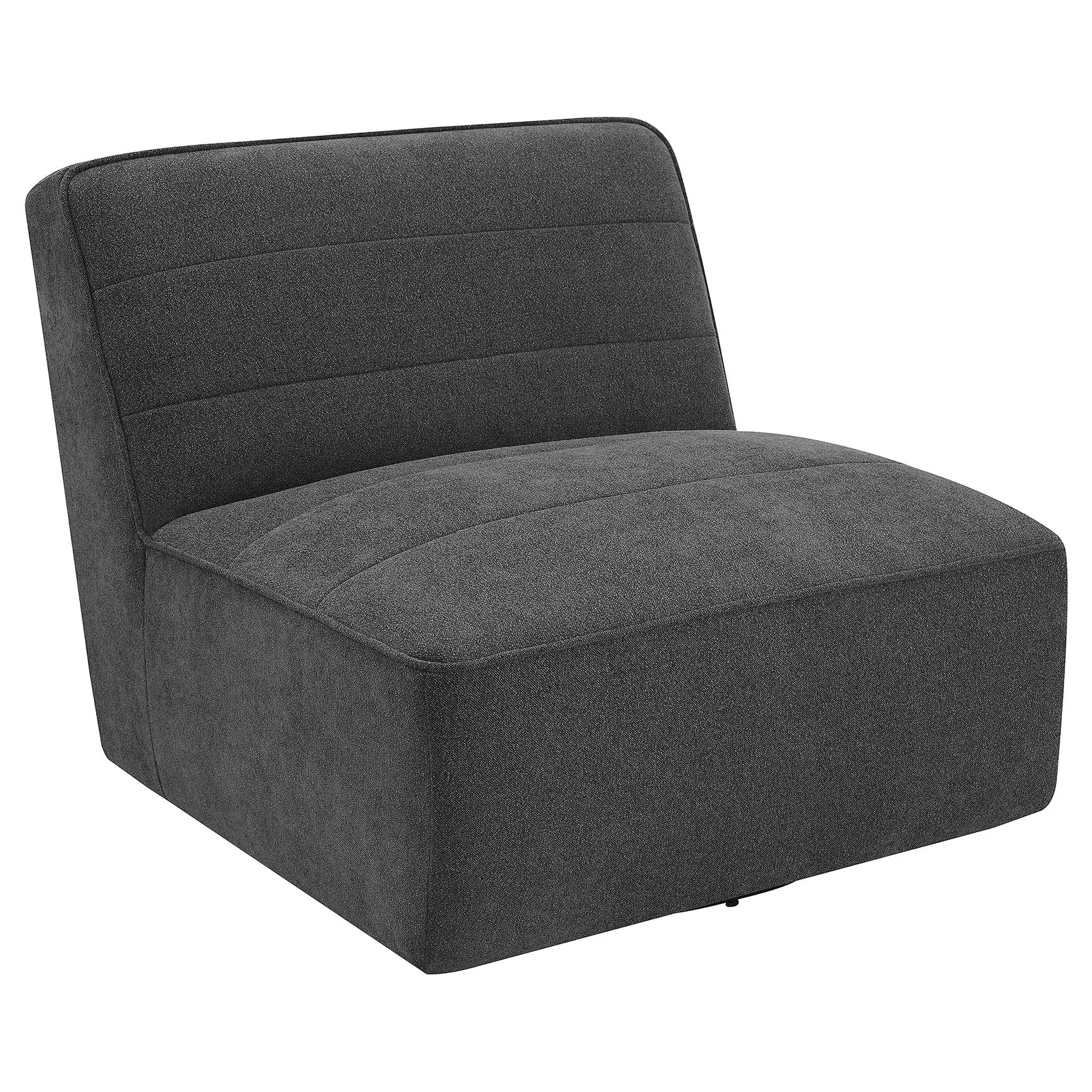 Manhattan - Swivel Tufted Chair Armless Accent Chair, 360 Degree Swivel Base - Charcoal by HouseOfZazla