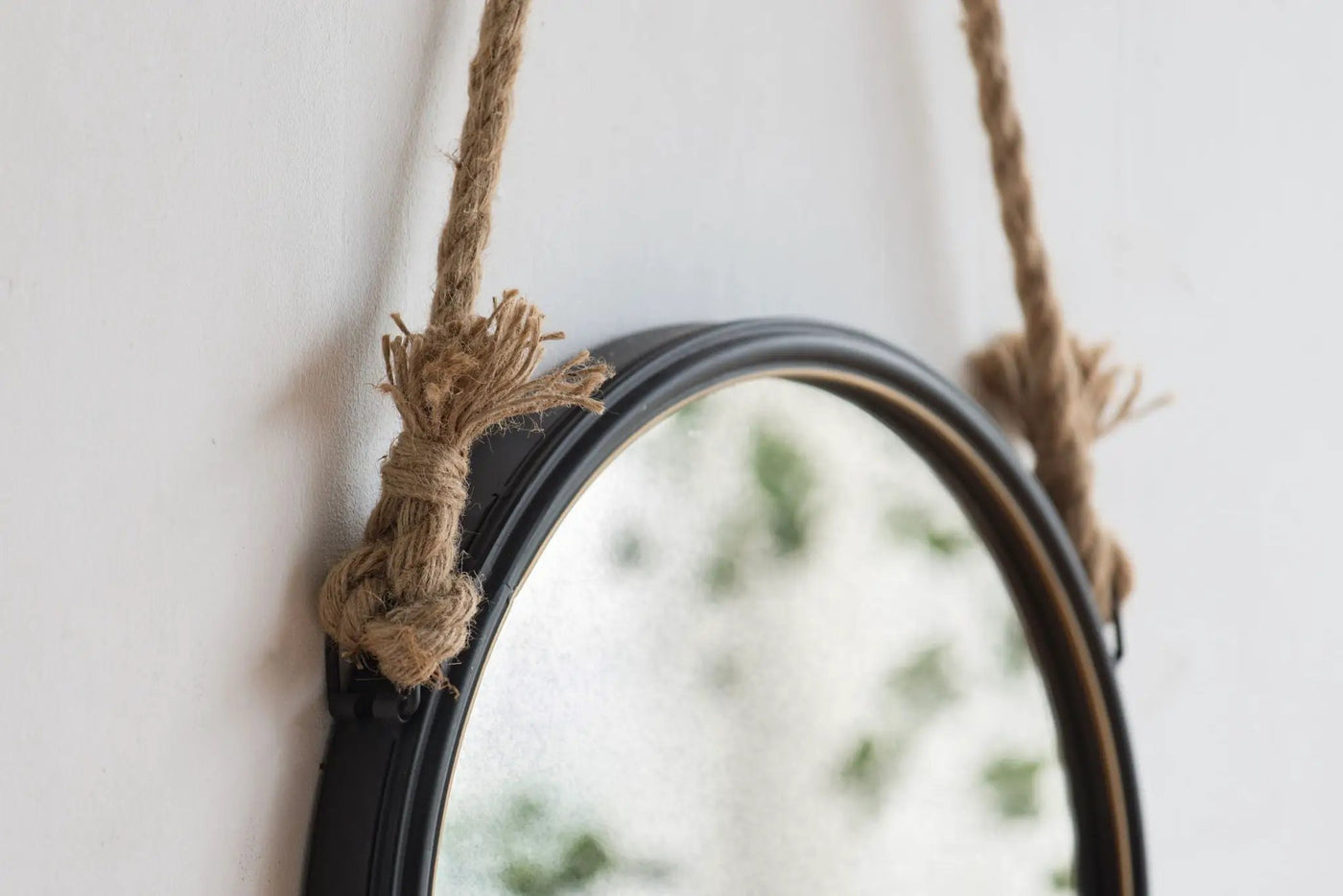 Handsome Cleveland Mirror With Rope Strap Contemporary Design Circle Mirror With Round Metal Frame For Wall Decor by HouseOfZazla