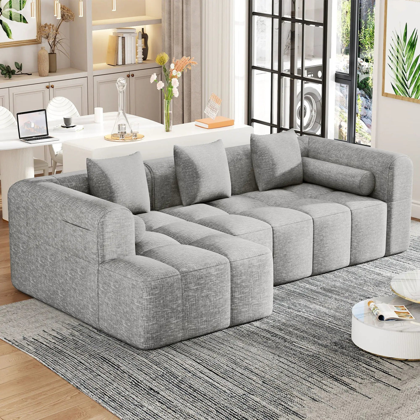 Sectional Free Combined Sofa With 2 Side Pockets by Unique Piece Furniture