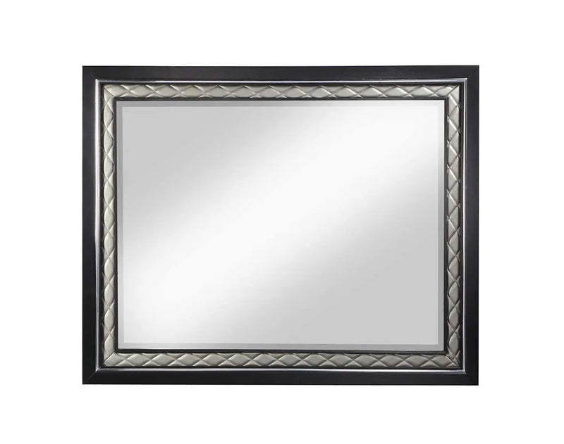 Nicola - Mirror - Silver Synthetic Leather & Black by Unique Piece Furniture
