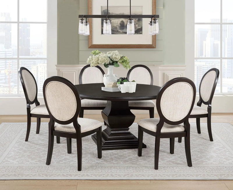 Twyla 7-piece Round Wood Dining Room Table Set Dark Cocoa by Unique Piece Furniture