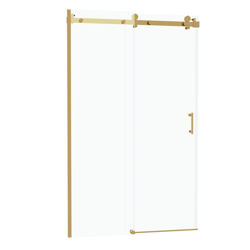 Modern Single Slide Shower Door, Tempered Glass, Stainless Steel Frame by HouseOfZazla