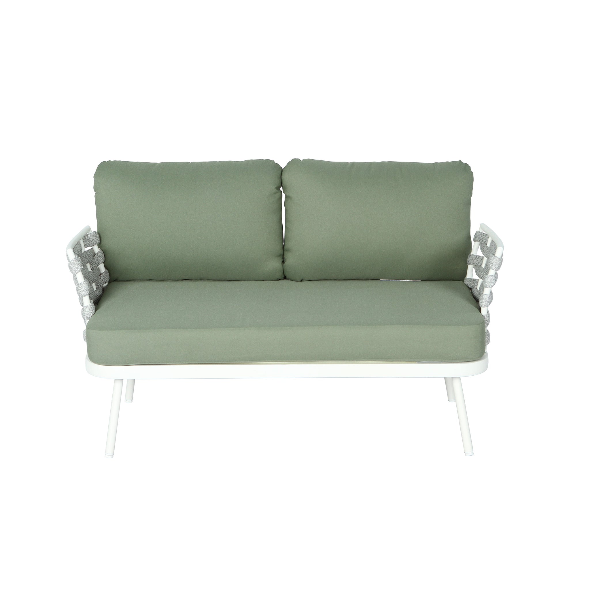 Mariano Steel 4-Pieces Conversation Set, Off White+Green by HouseOfZazla