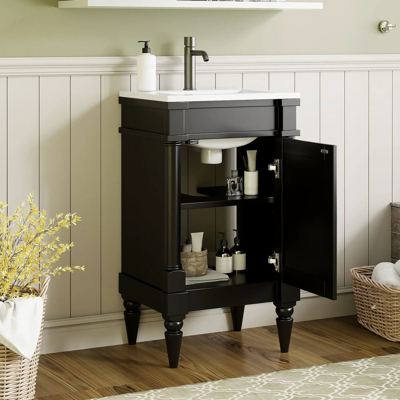 Bathroom Vanity With Sink, Storage Cabinet With Door, Drop In Sink, Compact Freestanding Design by Unique Piece Furniture