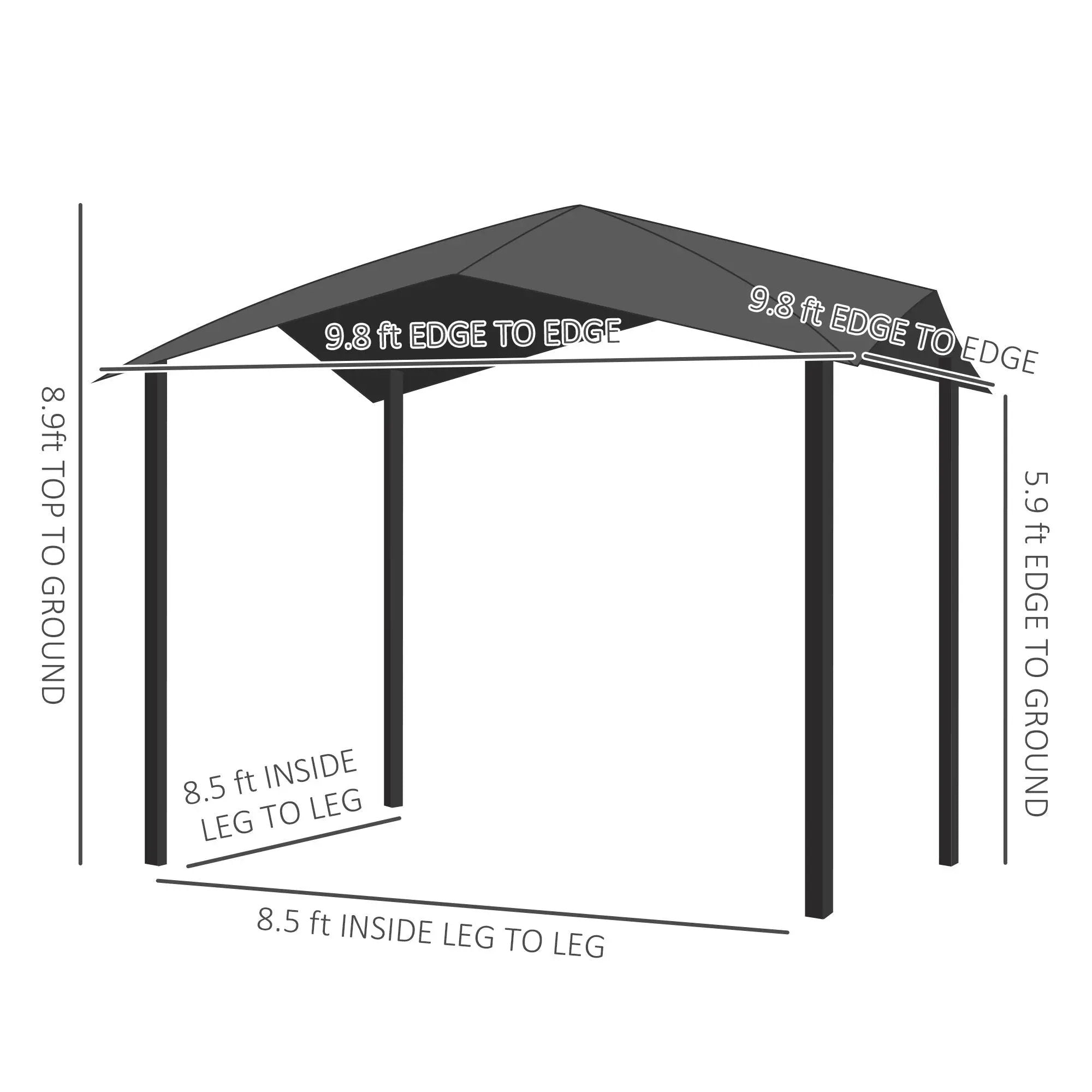 Outsunny - 10' x 10' Soft Top Patio Gazebo Outdoor Canopy With Unique Geometric Design Roof, All-Weather Steel Frame - Gray by Unique Piece Furniture