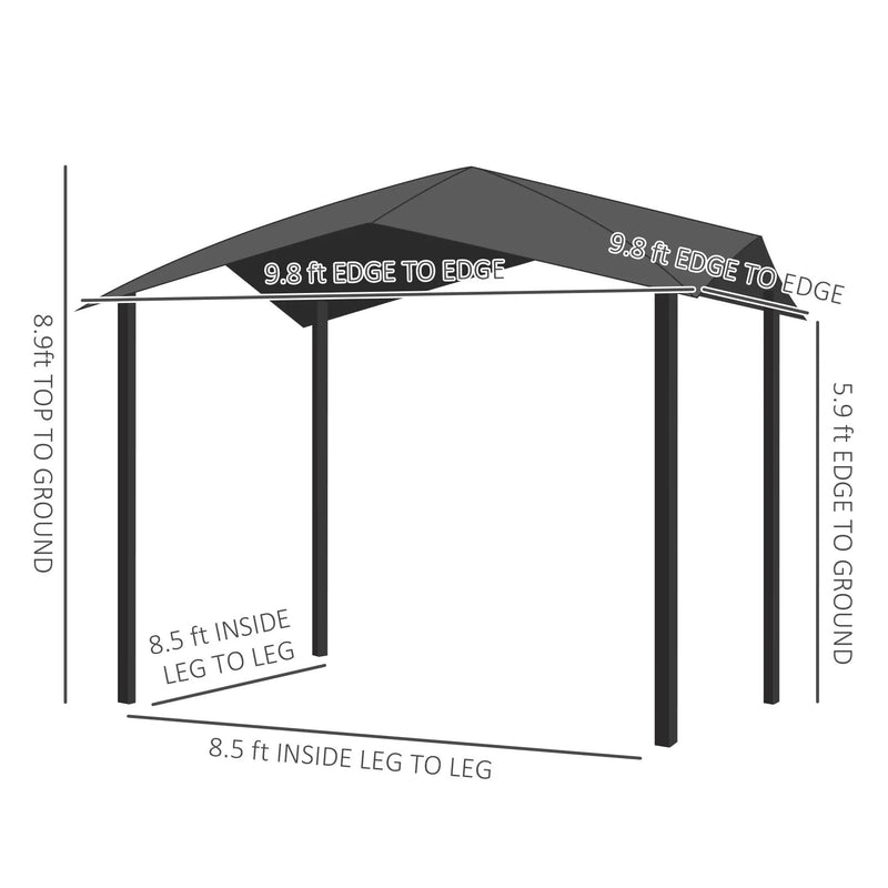 Outsunny - 10' x 10' Soft Top Patio Gazebo Outdoor Canopy With Unique Geometric Design Roof, All-Weather Steel Frame - Gray by HouseOfZazla