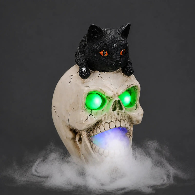Halloween Cat Skull Statue by HouseOfZazla