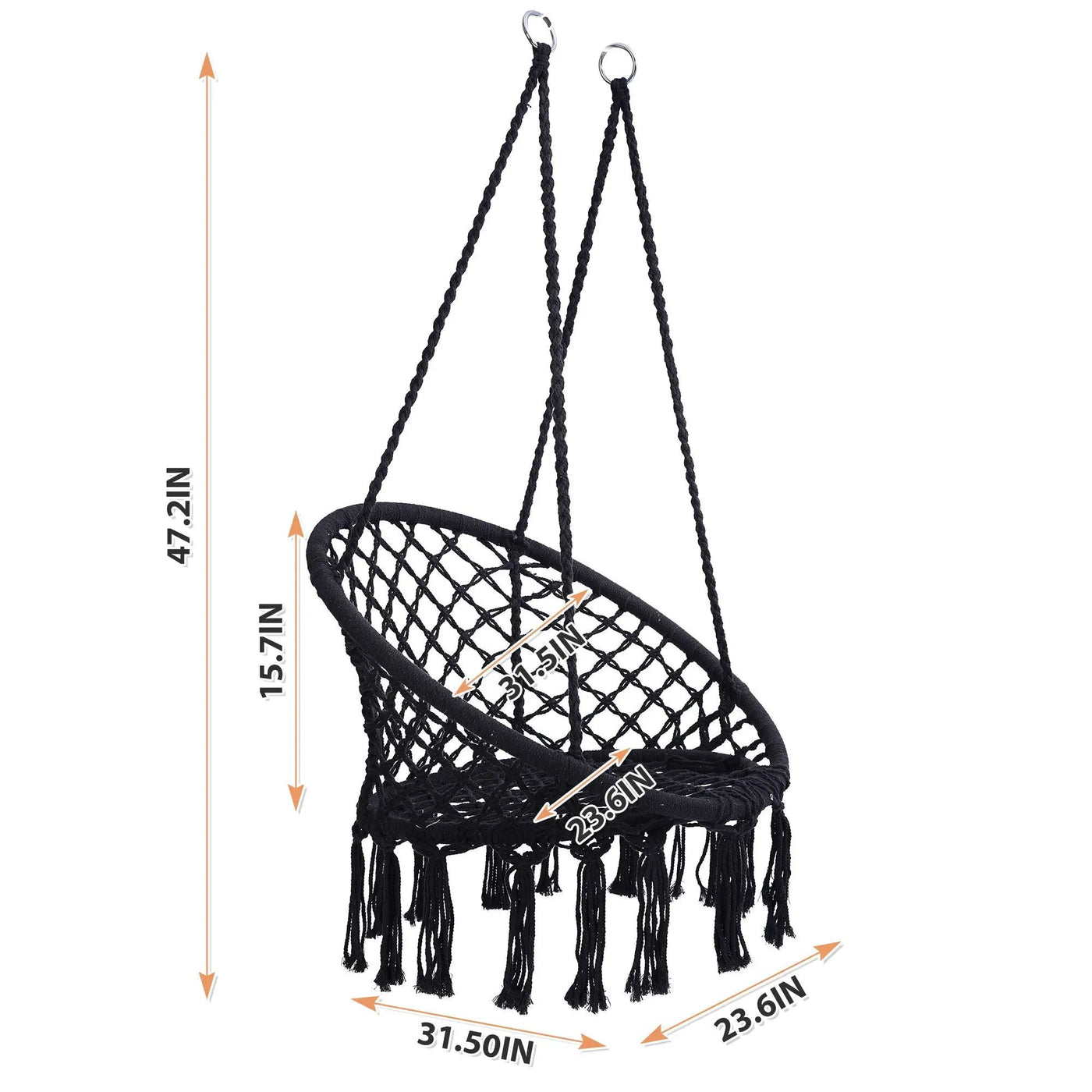 Macrame Hanging Hammock Chair, Rope Swing For Indoor And Outdoor Use by Unique Piece Furniture