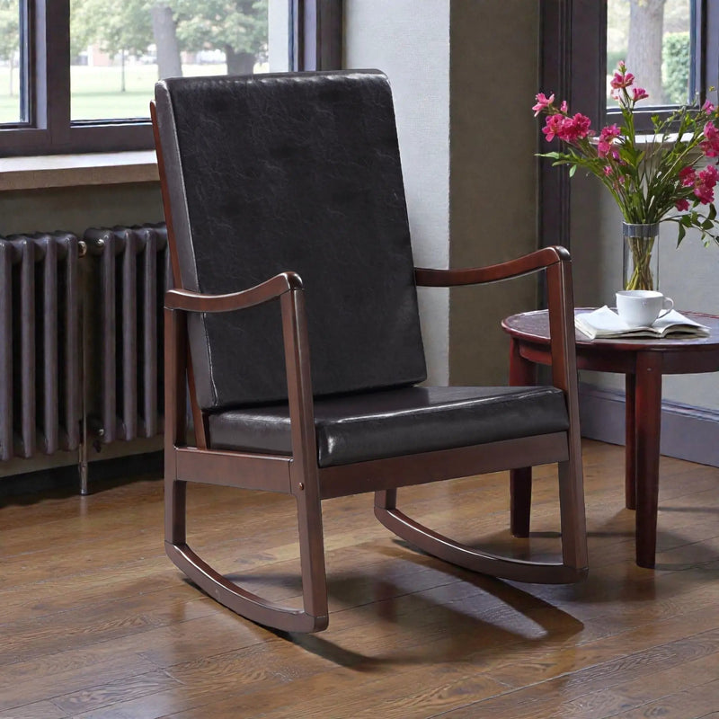 Raina - Synthenic Leather Rocking Chair - Espresso by Unique Piece Furniture