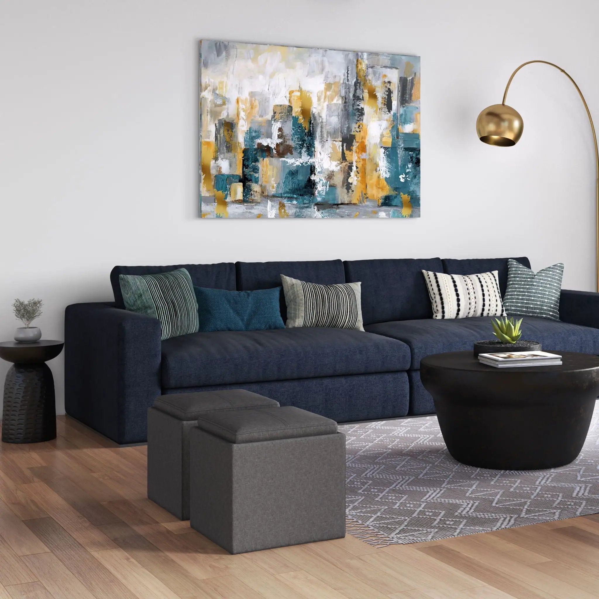 Rockwood - Upholstered Cube Storage Ottoman With Tray by HouseOfZazla