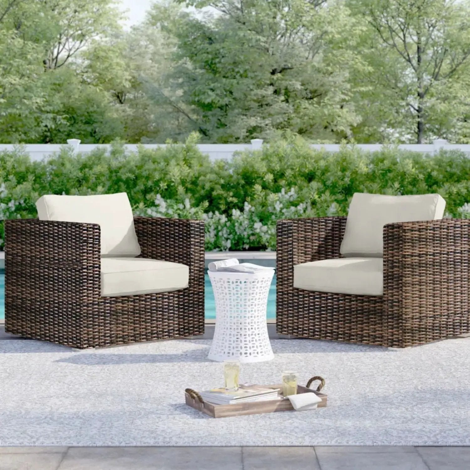 Outdoor Chairs Set With Cushions - Brown Mix by HouseOfZazla