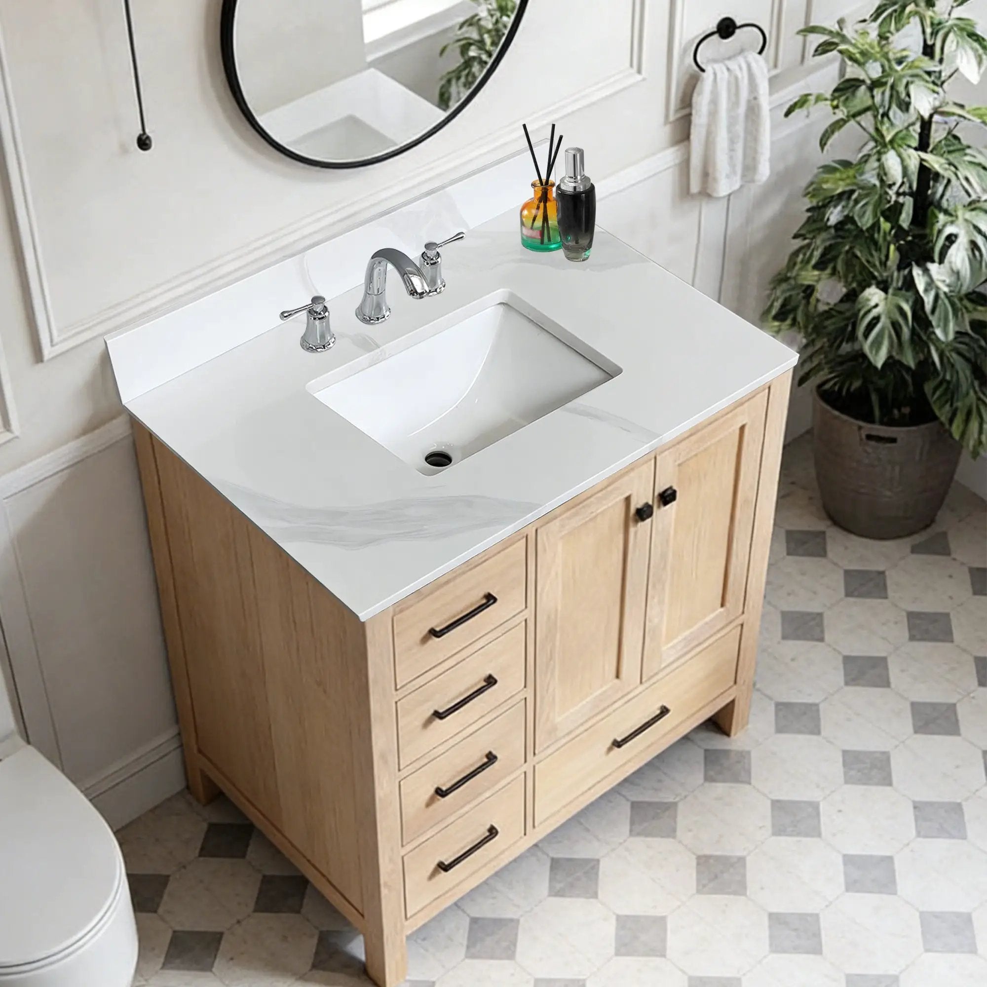 37-Inch Quartz Bathroom Vanity Top by HouseOfZazla