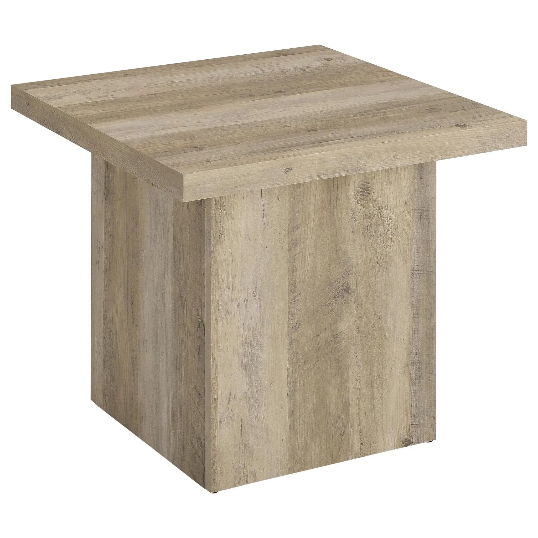 Devar Square Engineered Wood End Table Distressed Pine by Unique Piece Furniture