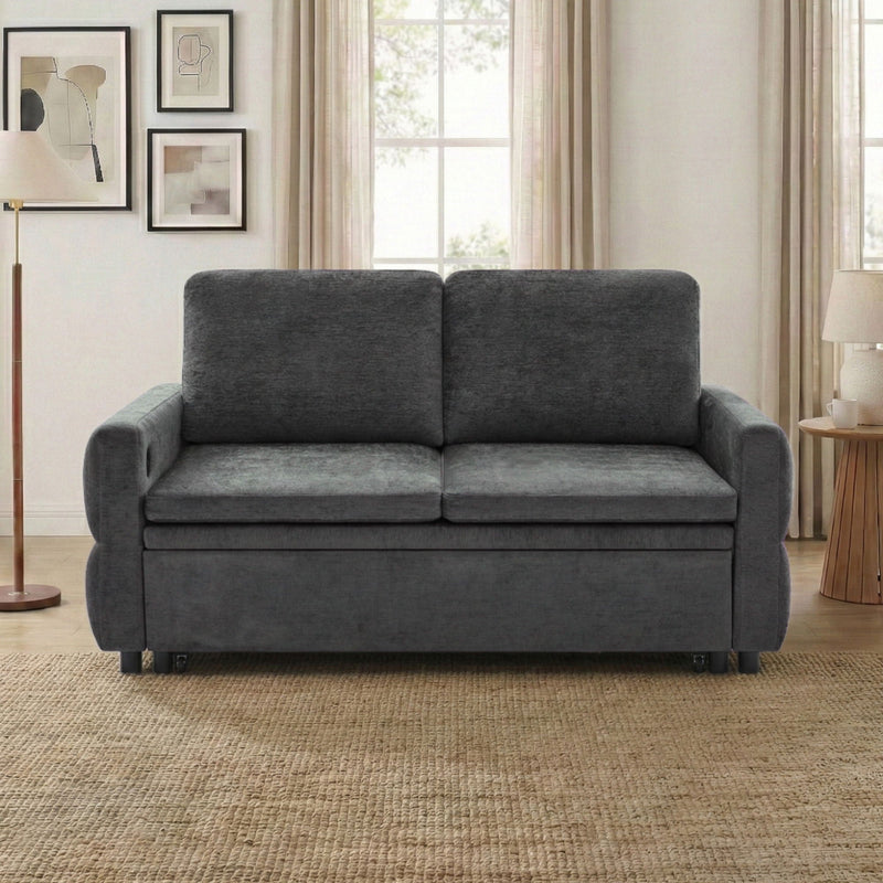 Convertible Sofa Bed Loveseat With Adjustable Backrest And USB Ports by HouseOfZazla