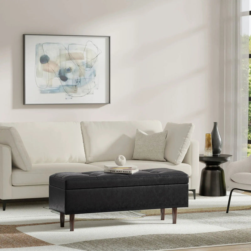 Shay - Large Square Coffee Table Storage Ottoman Mid-Century Style by Unique Piece Furniture