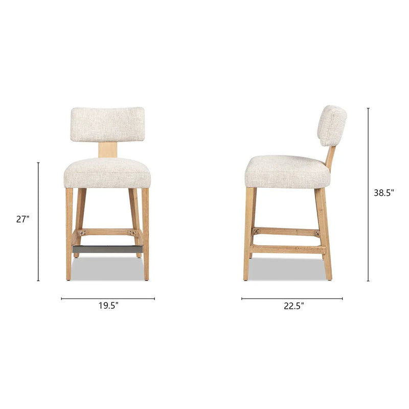 Penny - Round Arched Upholstered Counter Stool (Set of 2) - Travertine Beige by HouseOfZazla