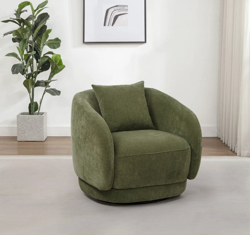 Arnaud Chenille Upholstered Swivel Accent Chair Green by Unique Piece Furniture