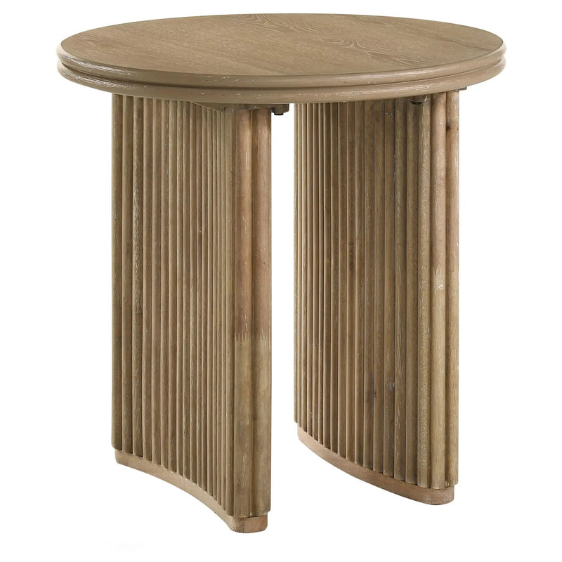 Adina 2-piece Round Coffee Table Set Distressed Light Brown by Unique Piece Furniture