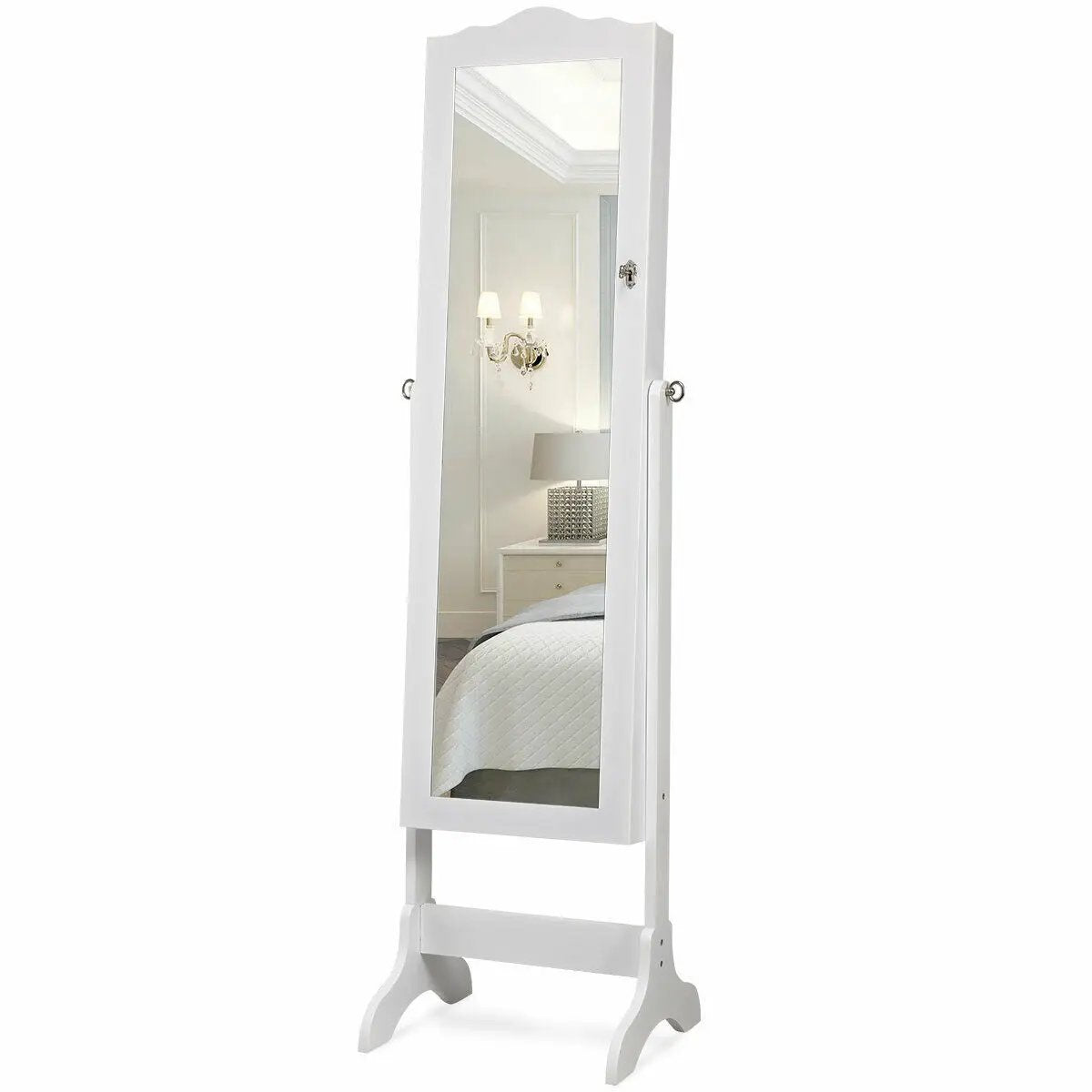 14 LED Jewelry Armoire Cabinet with Full Length Mirror and 4 Tilting Angles by DirectDeals