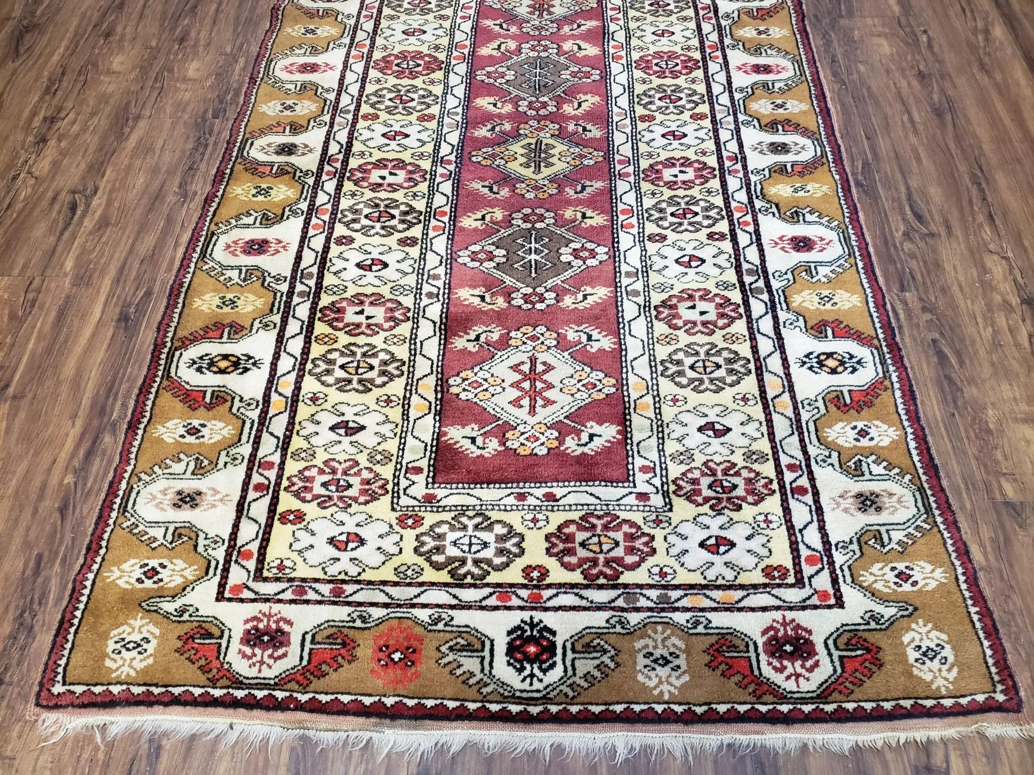 Turkish Caucasian Rug 4x7, Wool Turkish Talish Carpet, Geometric Rug by Jewel Rugs