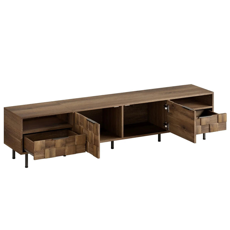 TV Stand With 2 Drawers, Media Console Table For TVs Up To 85'' - Natural by Unique Piece Furniture