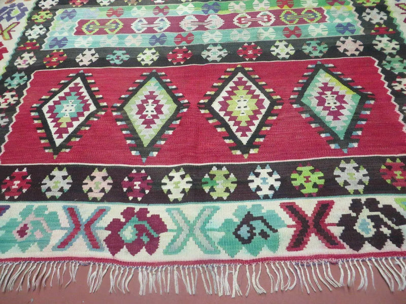 7' X 9' Vintage Turkish Kilim Handmade Flat Weave Wool Rug Veg Dye Nice by Jewel Rugs