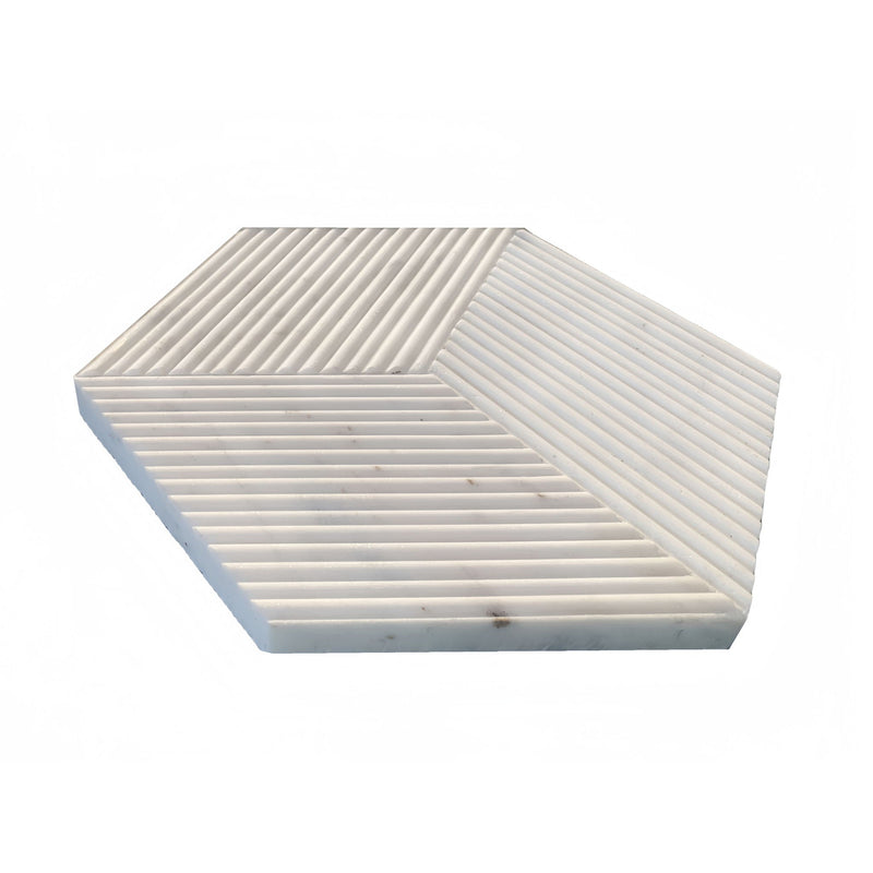 Hexagon Natural Stone Marble Tile, 3D Fluted (Set of 12) by HouseOfZazla