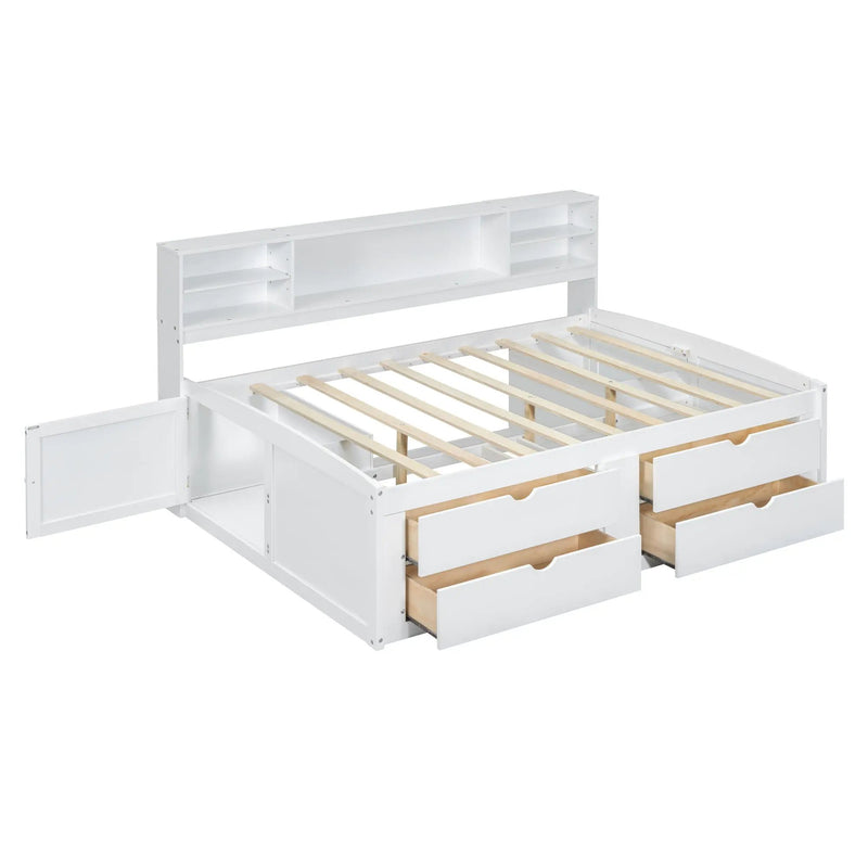 Daybed With 2 Bedside Cabinets, Upper Shelves And 4 Drawers by HouseOfZazla