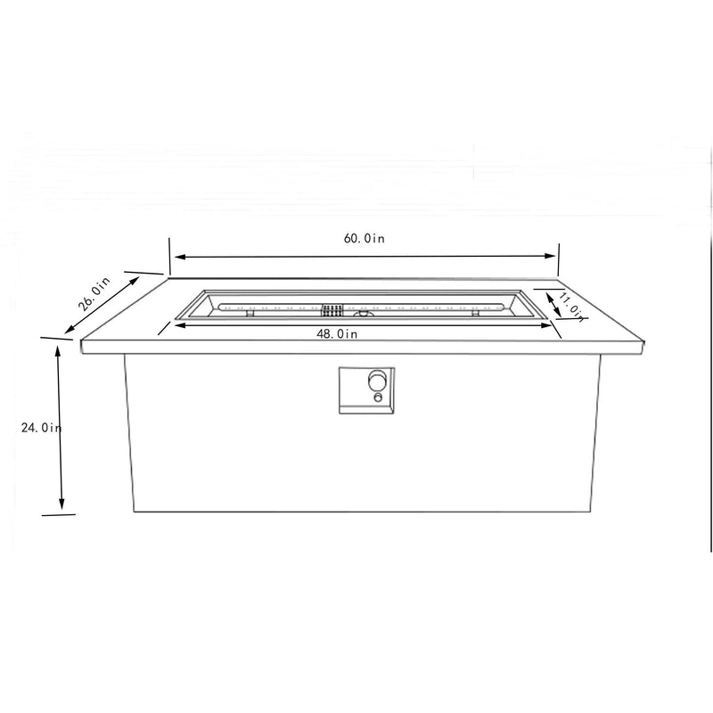Rectangular Propane Gas Fire Pit Table With 60000 Btu For Outdoor Spaces - Light Gray by HouseOfZazla