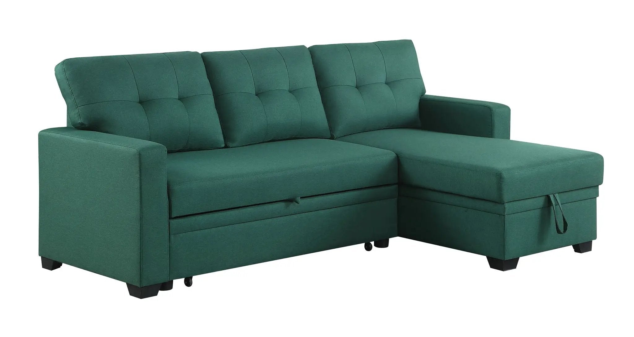 Upholstered Pull Out Sectional Sofa With Chaise by Unique Piece Furniture