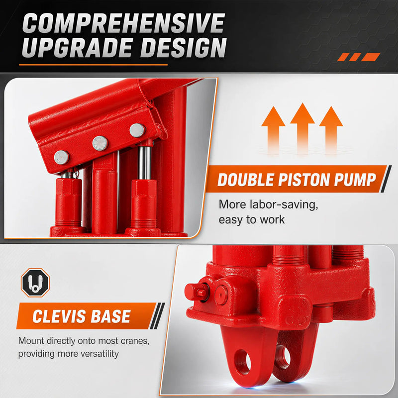 8 Ton Hydraulic Long Ram Jack - Dual Double Piston Pump, Clevis Base by HouseOfZazla