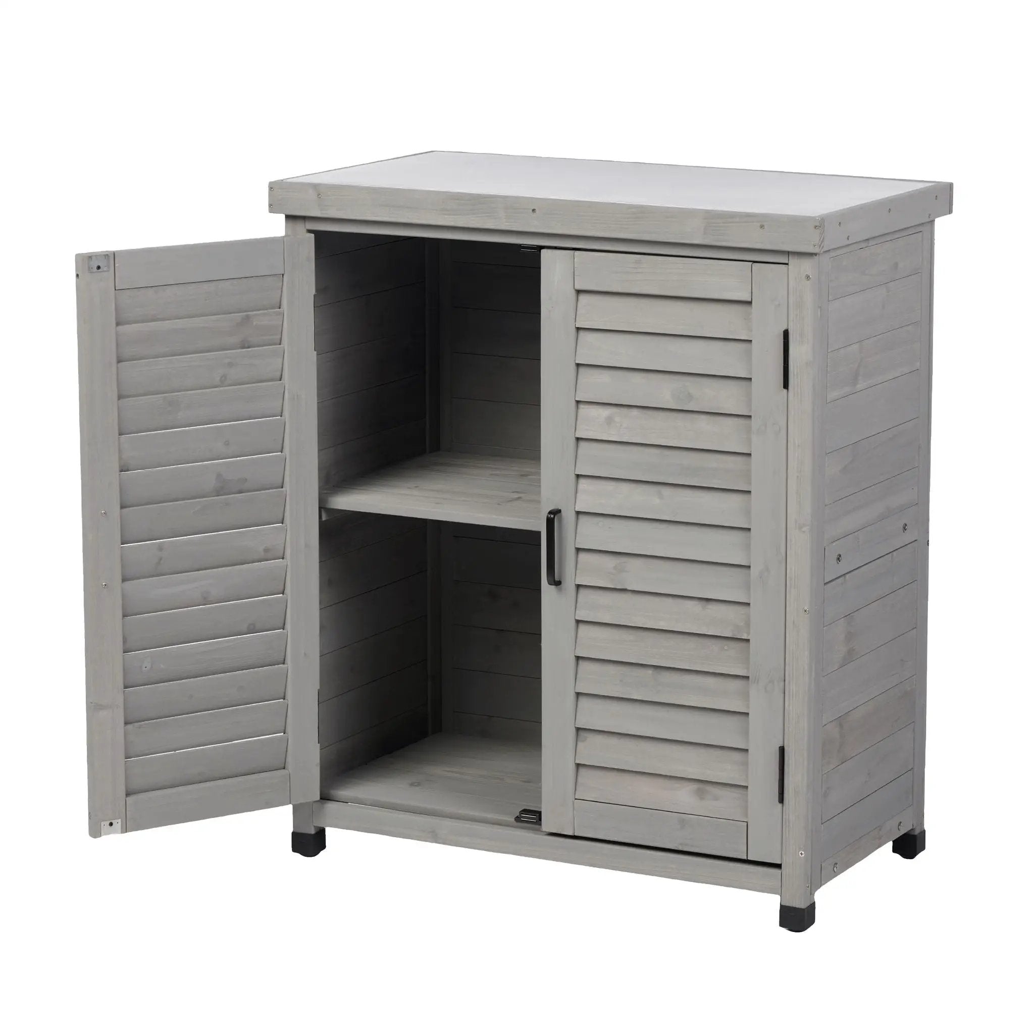 Potting Bench With Storage Cabinet And Metal Table Top For Outdoor by HouseOfZazla