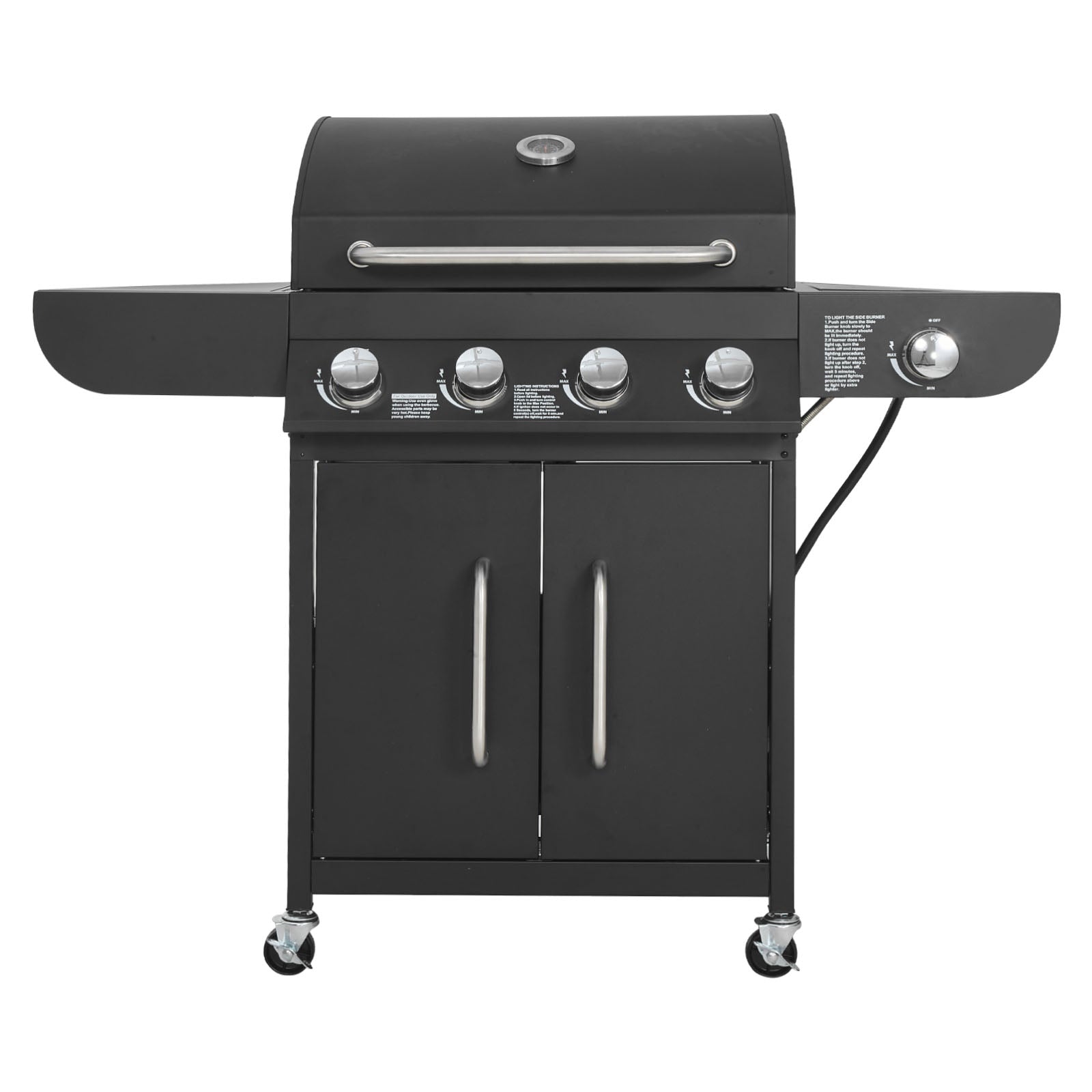 Gas Grill, 4 Burner Propane Gas Grill with Side Burner by HouseOfZazla