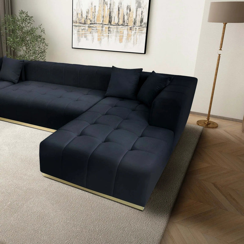 Nolan U-Shape Corner Sofa - Black Velvet by HouseOfZazla