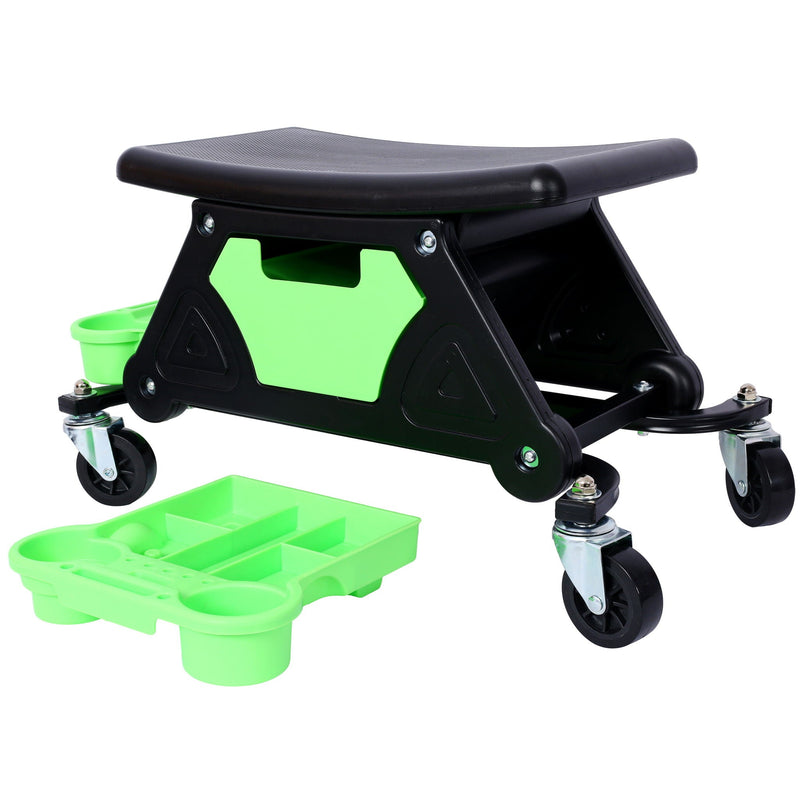 Heavy Duty Mechanic Stool With Tool Storage 300 Lbs Capacity Hdpe - Green by HouseOfZazla