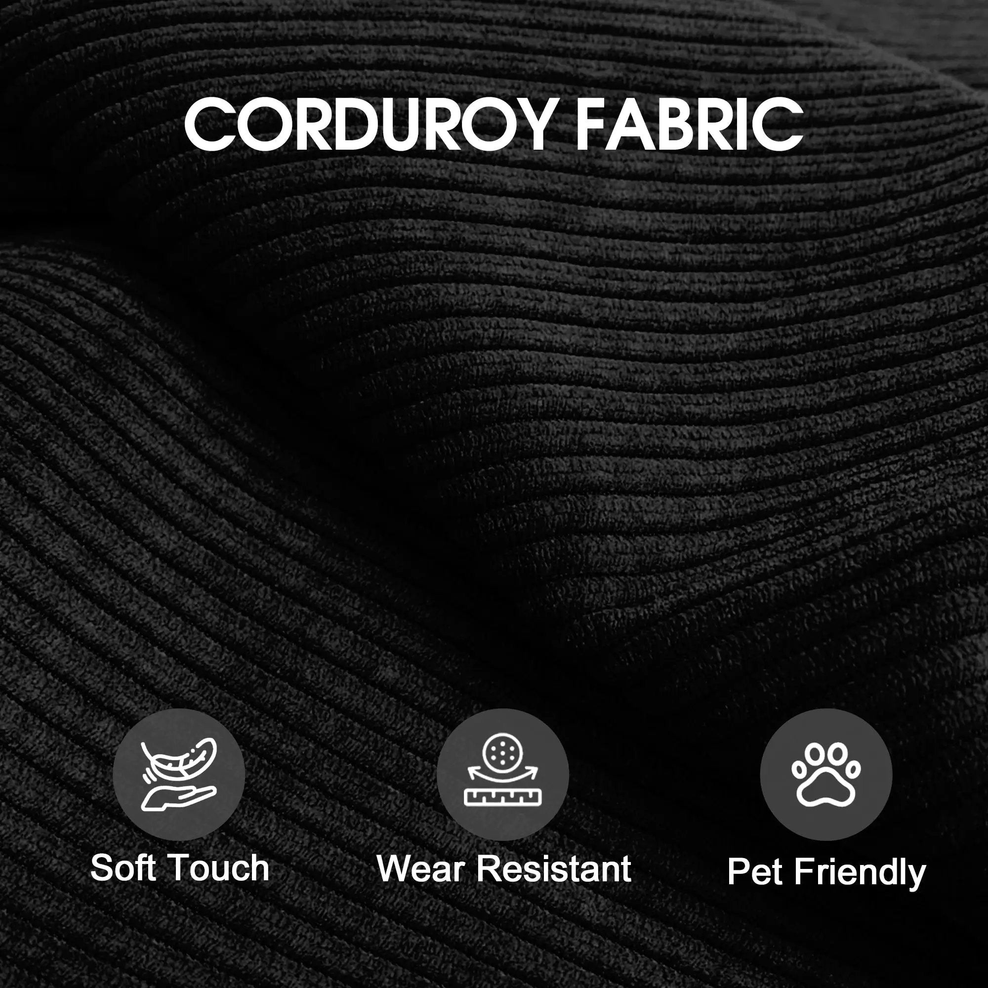 78.8' Compression Sofa,Convertible Floor Sofa Bed-with Pillow Back Support Armrest,Comfy Futon Couch Sleeper Bed,Loveseats Boneless Modular Sectional Sofa,Corduroy fabric,for Living Room,Bedroom,Black by HouseOfZazla